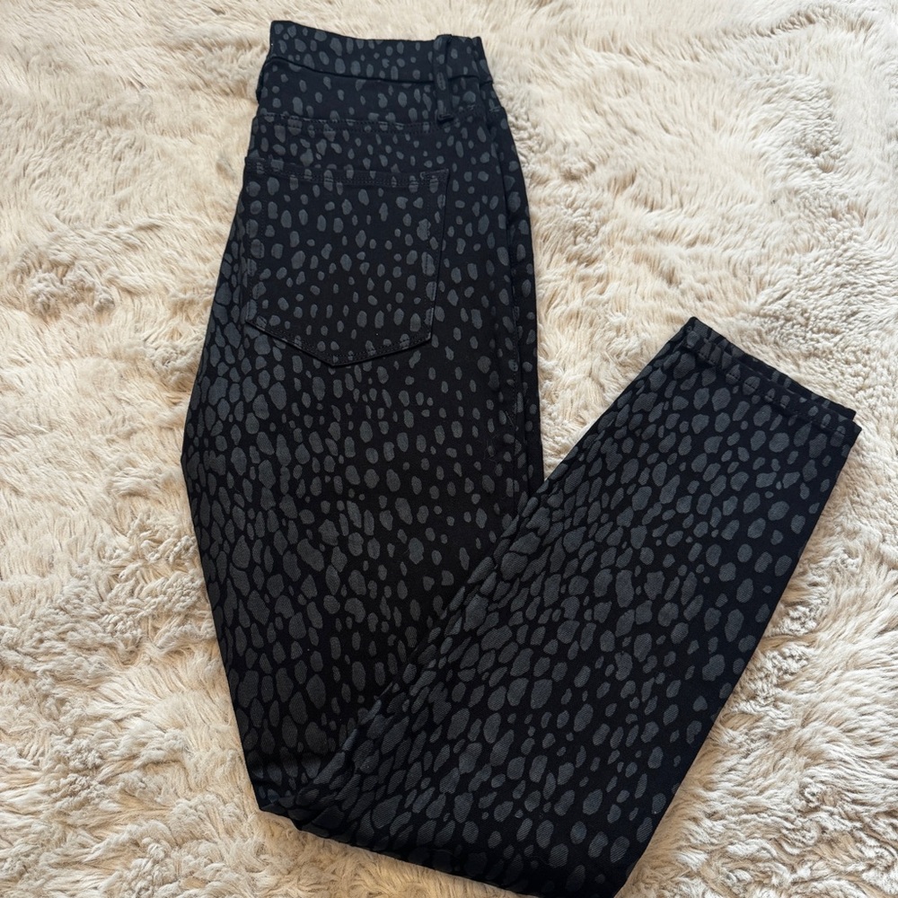 Good American Good Legs Crop Black Foil Pattern Jeans